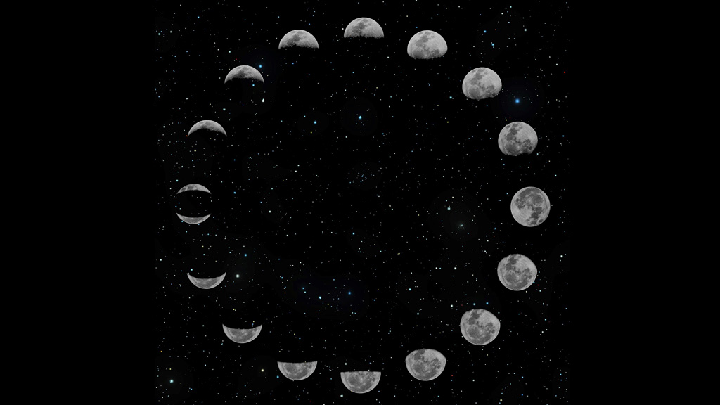The moon captured in each of its phases The moon captured in each of its phases